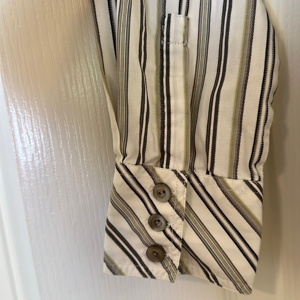 Pendleton Button Up Green White Striped Long Slee… - image 6